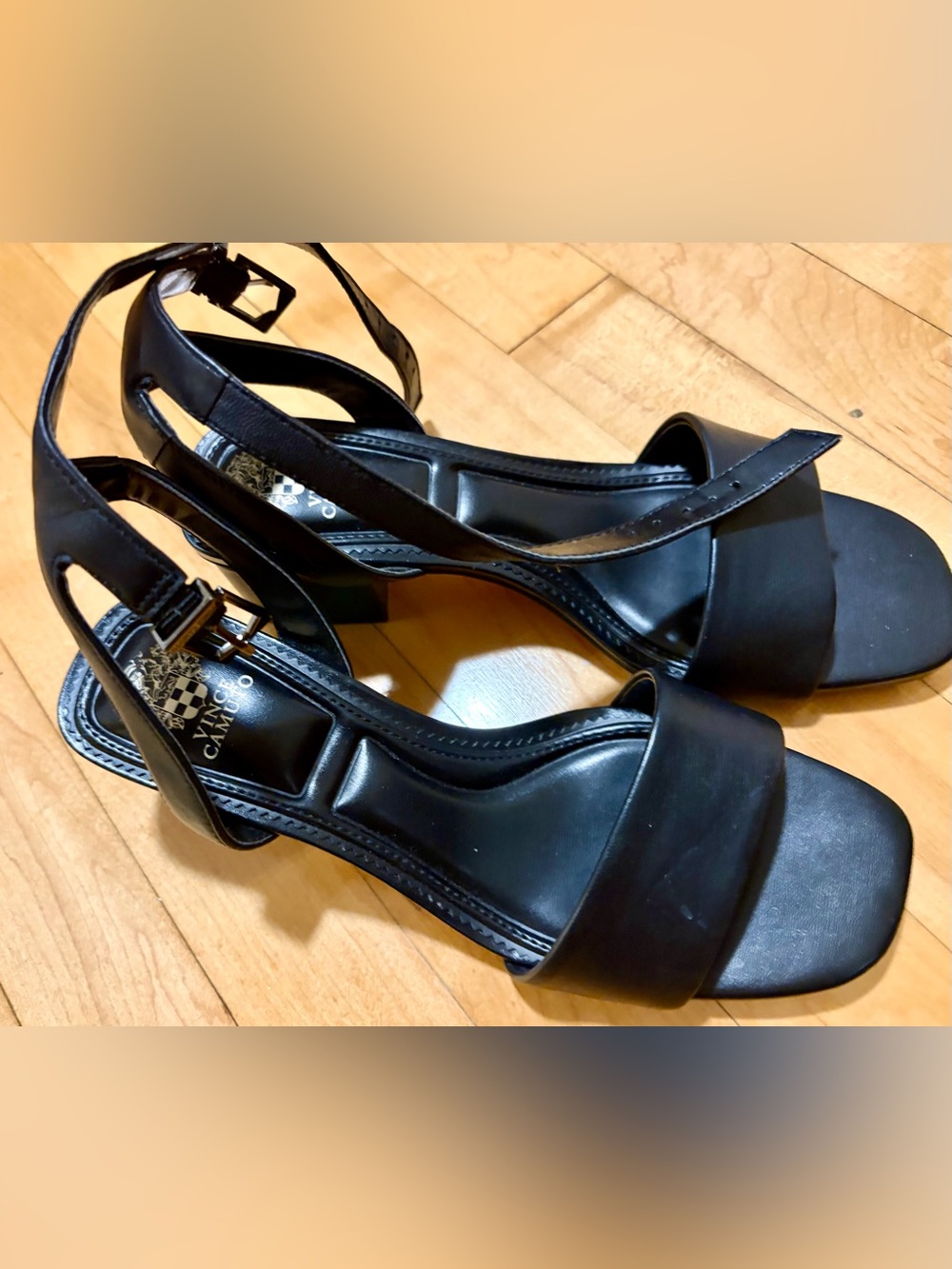 Vince Camuto Black Platform Ankle-Strap Heels